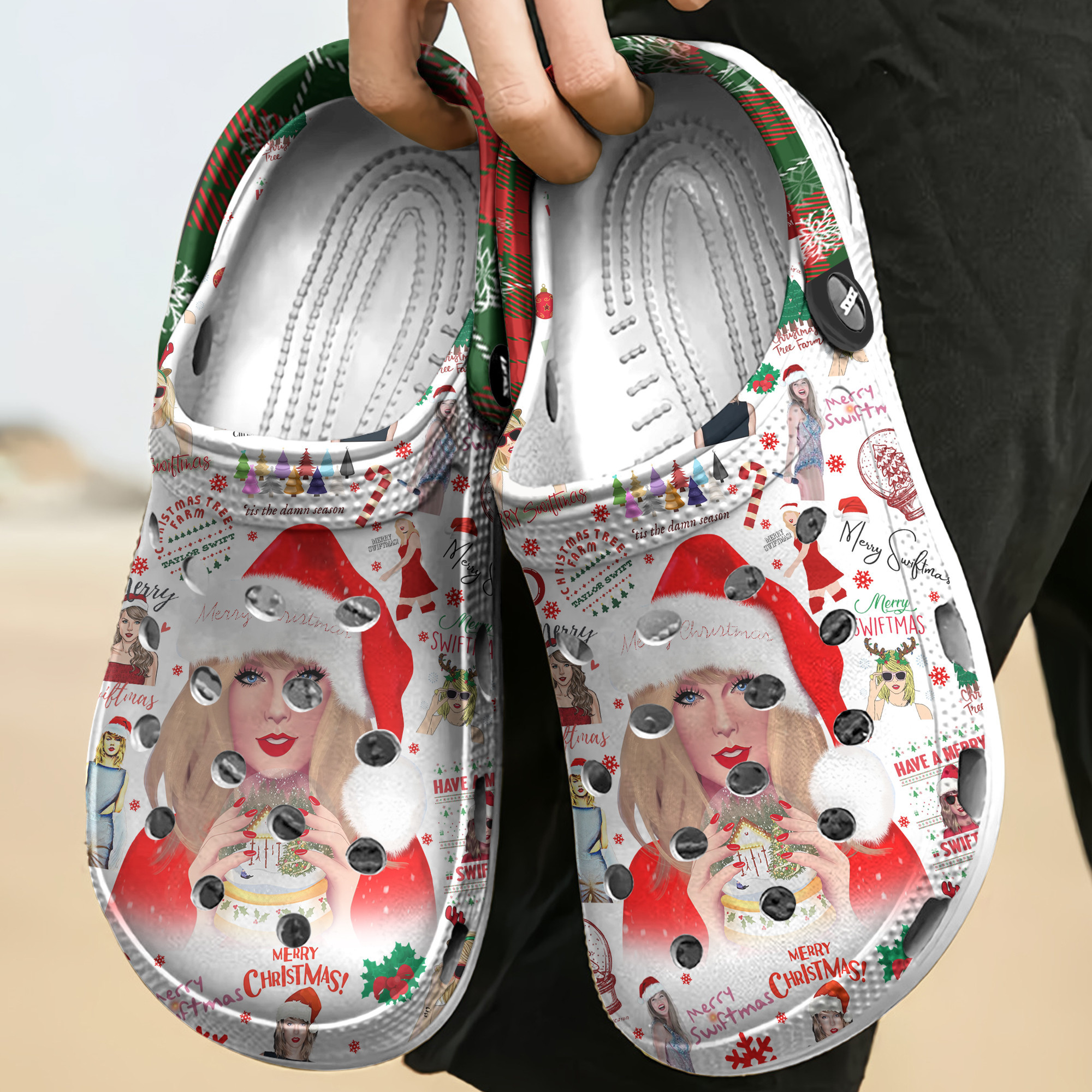 Merchidea Taylor Swift Music Christmas Crocs Crocband Clogs Shoes Comfortable For Men Women and Kids