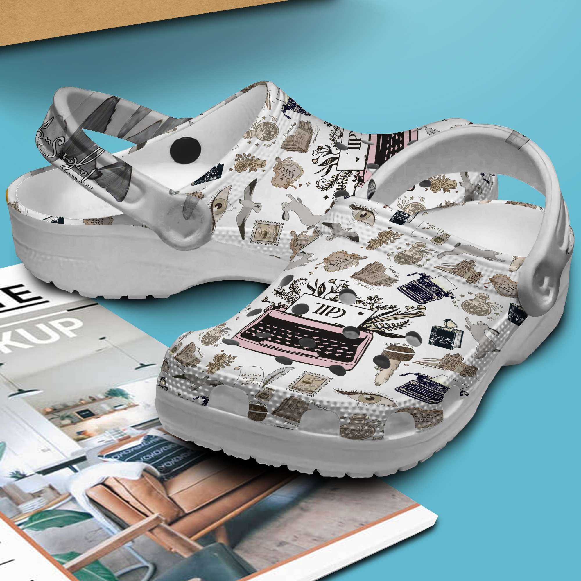 Merchidea Taylor Swift TTPD Album Music Crocs Crocband Clogs Shoes Comfortable For Men Women and Kids