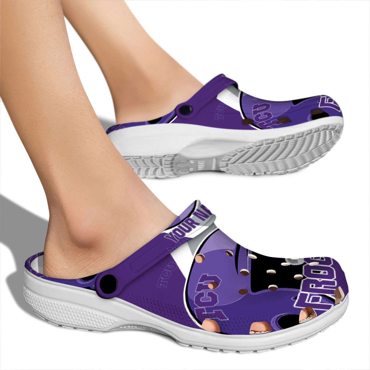 Merchidea TCU Horned Frogs NCAA Sport Crocs Crocband Clogs Shoes Comfortable For Men Women and Kids
