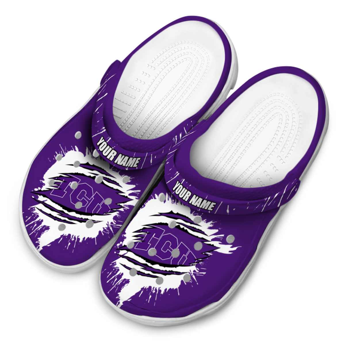 Merchidea TCU Horned Frogs NCAA Sport Crocs Crocband Clogs Shoes Comfortable For Men Women and Kids