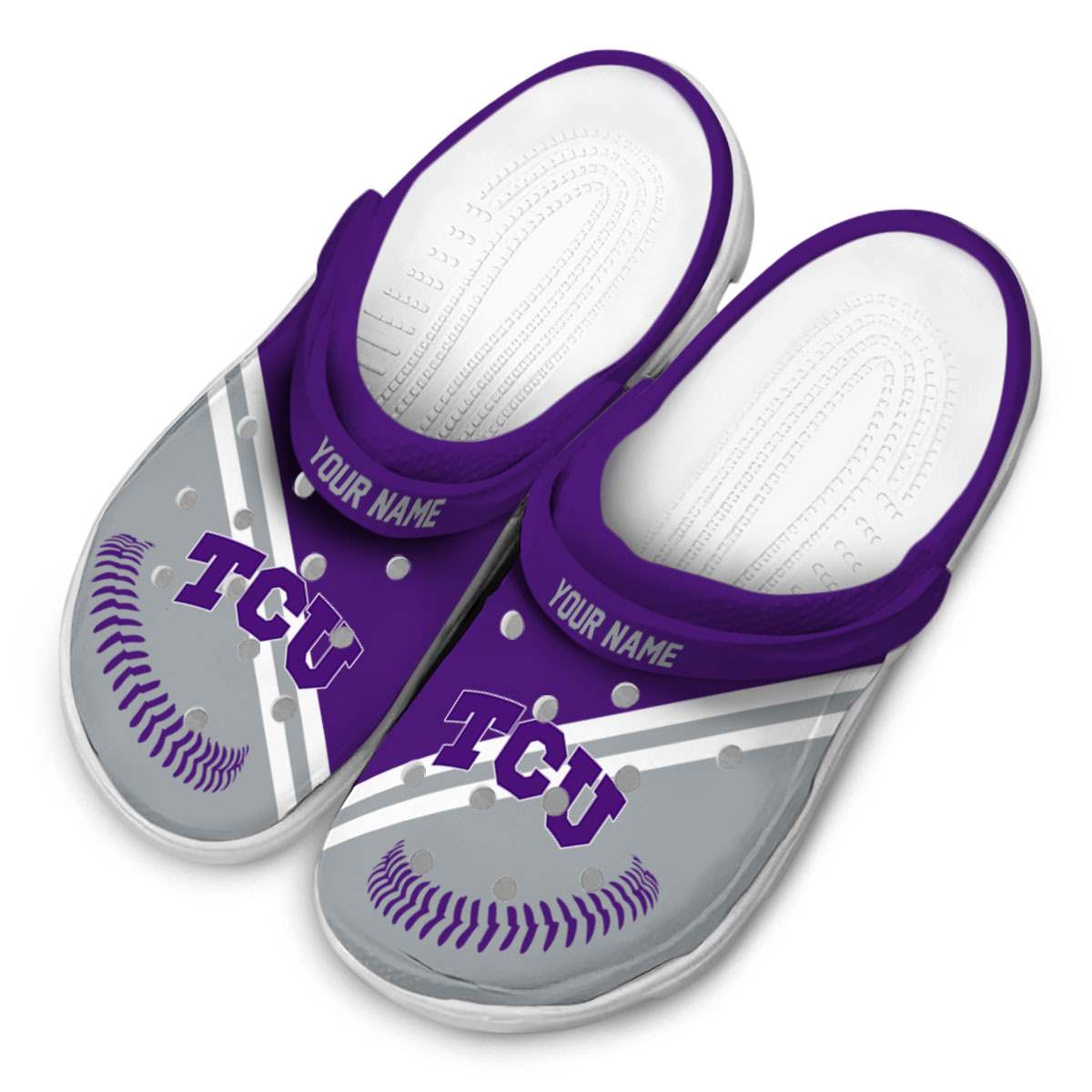 Merchidea TCU Horned Frogs NCAA Sport Crocs Crocband Clogs Shoes Comfortable For Men Women and Kids