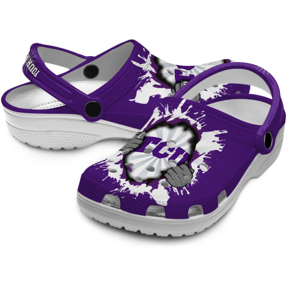 Merchidea TCU Horned Frogs NCAA Sport Crocs Crocband Clogs Shoes Comfortable For Men Women and Kids