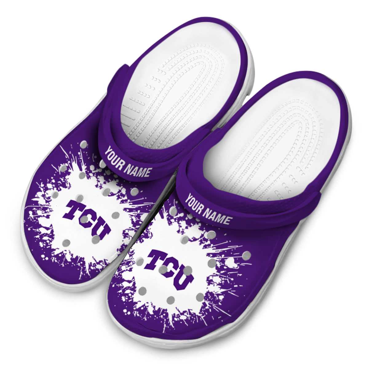 Merchidea TCU Horned Frogs NCAA Sport Crocs Crocband Clogs Shoes Comfortable For Men Women and Kids