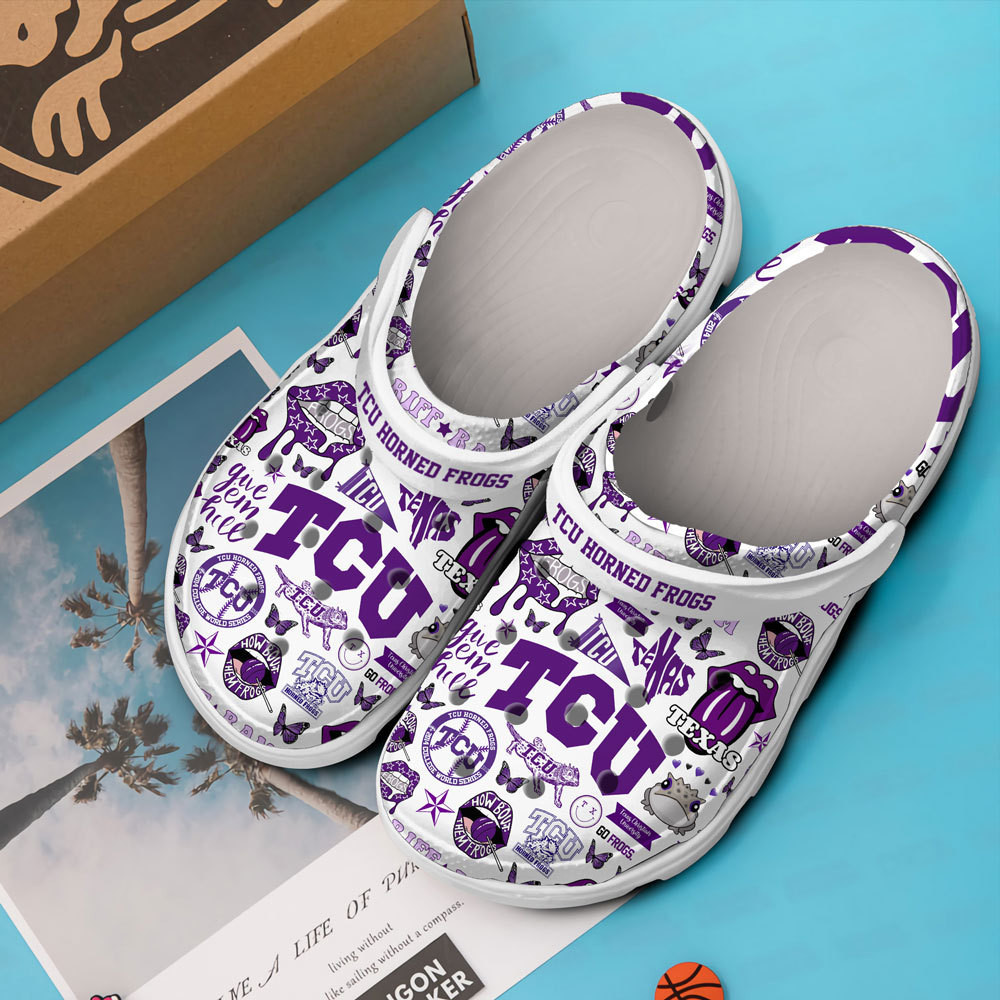 Merchidea TCU Horned Frogs NCAA Sport Premium Crocs Crocband Clogs Shoes Comfortable For Men Women and Kids