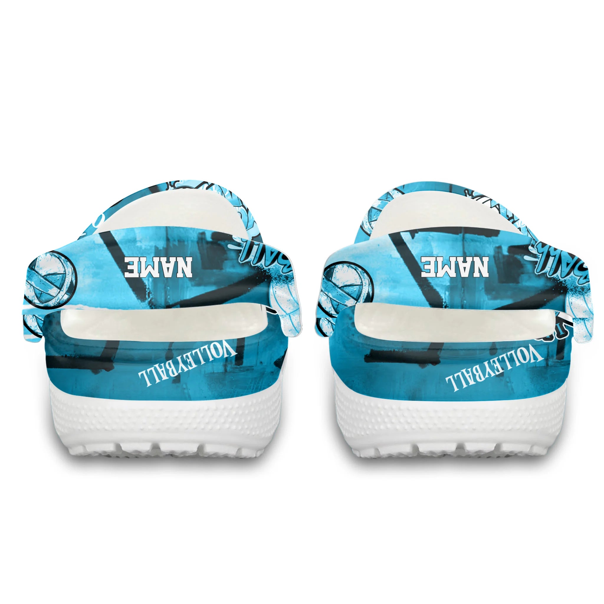 Merchidea Teal Graffiti Volleyball Sport Crocs Crocband Clogs Shoes Comfortable For Men Women and Kids