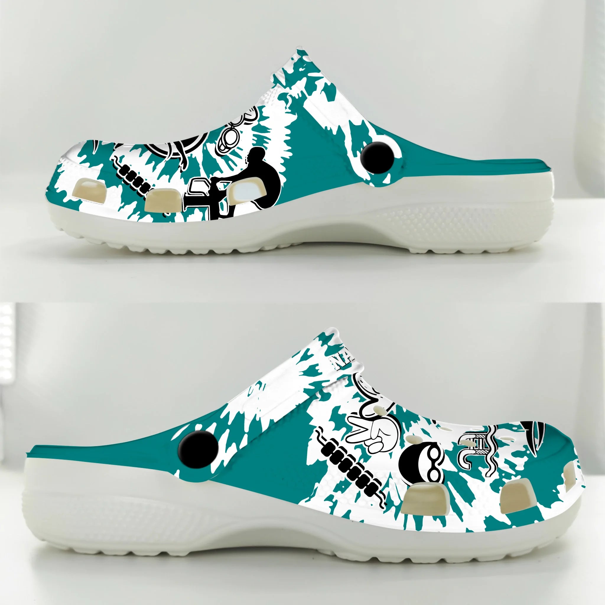 Merchidea Teal Tie-Dye Swimming Sport Crocs Crocband Clogs Shoes Comfortable For Men Women and Kids