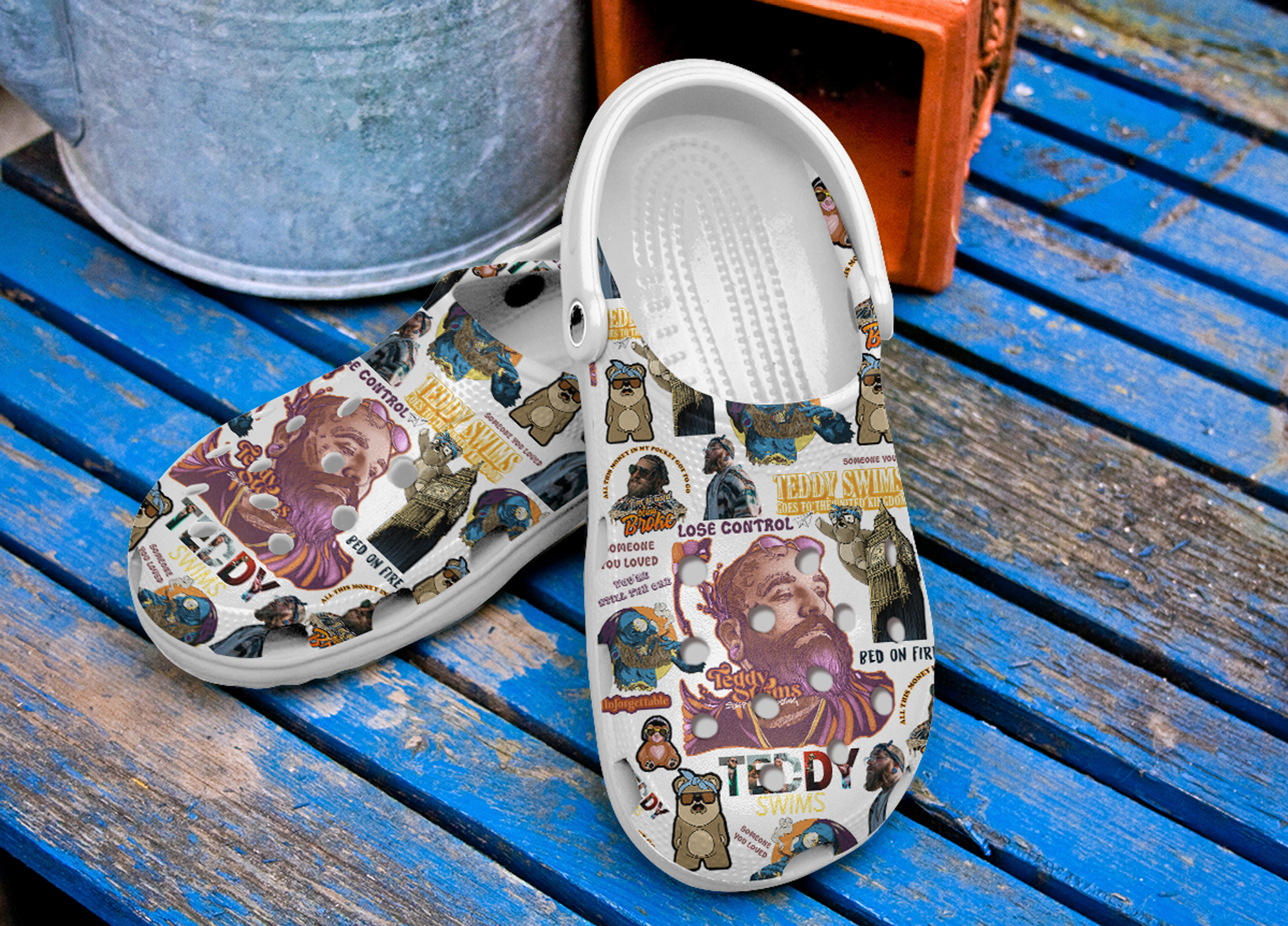 Merchidea Teddy Swims Music Crocs Crocband Clogs Shoes Comfortable For Men Women and Kids