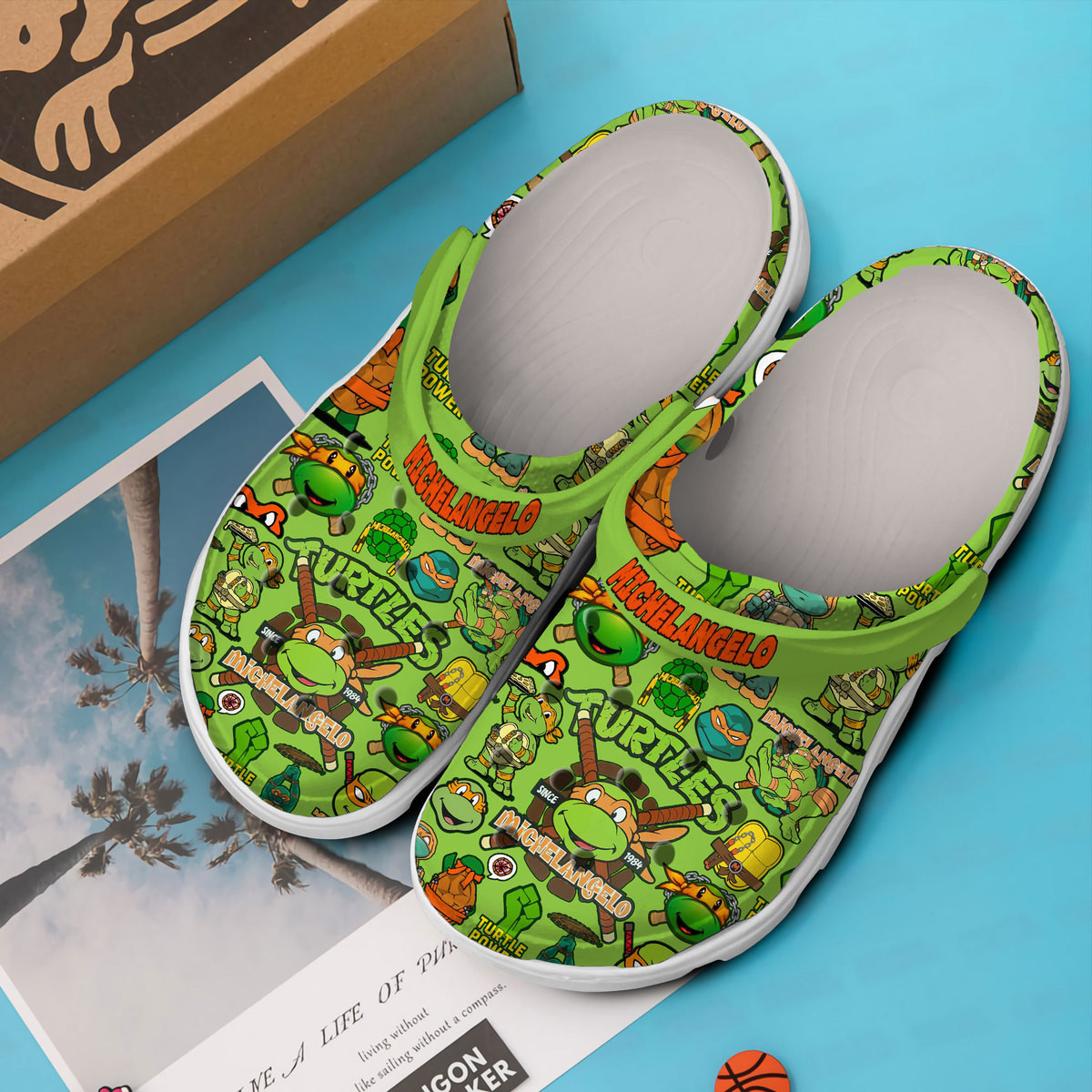 Merchidea Teenage Mutant Ninja Turtles (MICHELANGELO) Cartoon Crocs Crocband Clogs Shoes For Men Women and Kids