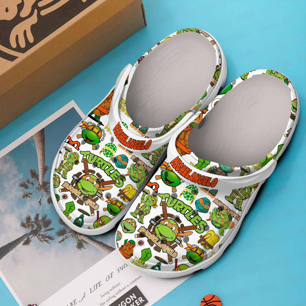 Merchidea Teenage Mutant Ninja Turtles (MICHELANGELO) Cartoon Crocs Crocband Shoes Clogs For Men Women and Kids