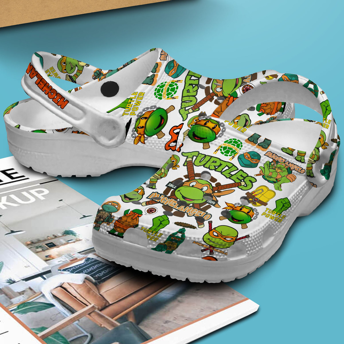 Merchidea Teenage Mutant Ninja Turtles (MICHELANGELO) Cartoon Crocs Crocband Shoes Clogs For Men Women and Kids