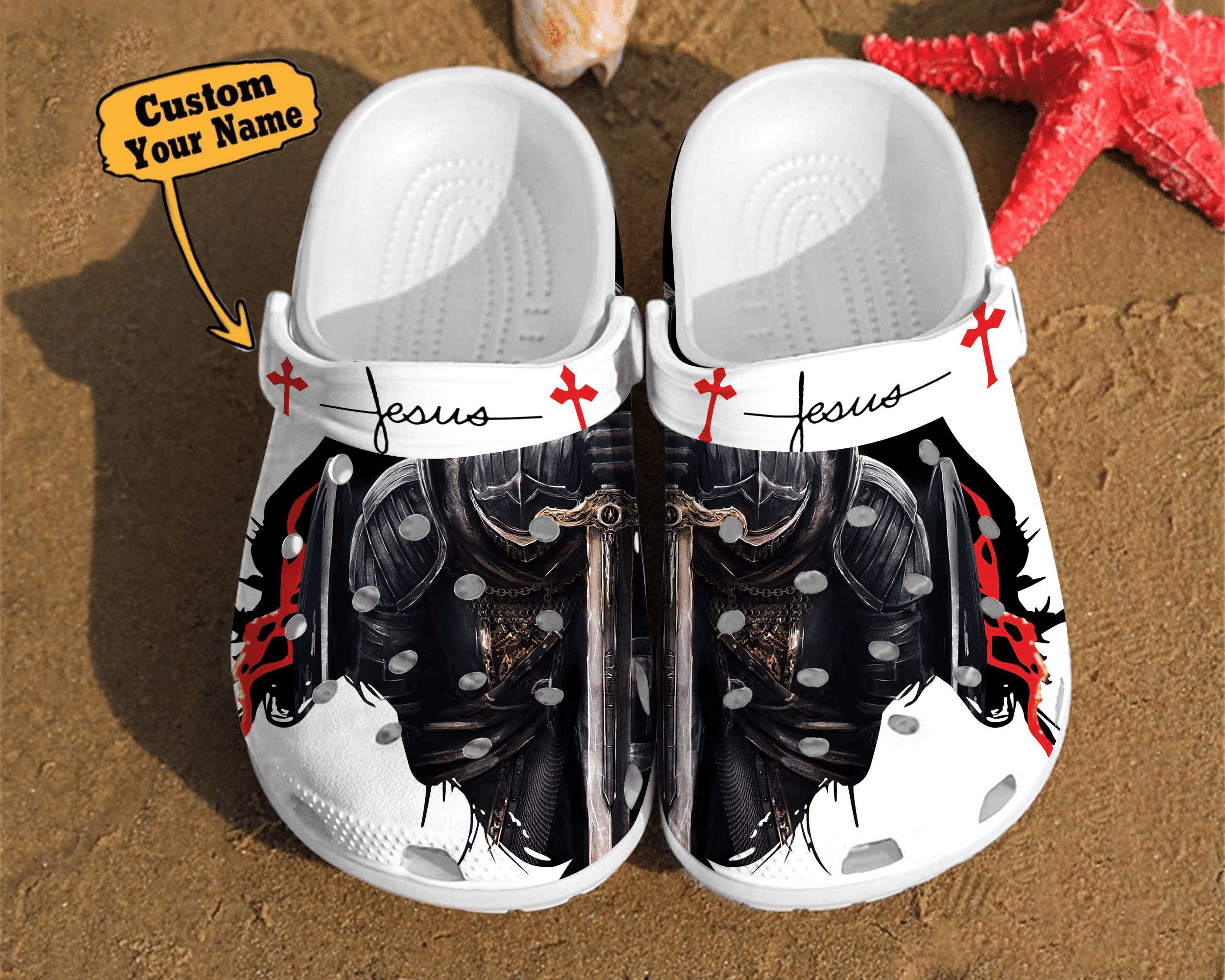 Merchidea Templar Knight Of Jesus Christ Birthday Gift Classic clog Shoes Jesus Christ