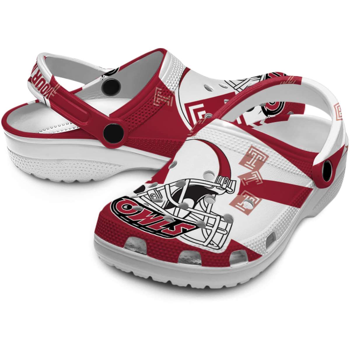 Merchidea Temple Owls NCAA Sport Crocs Crocband Clogs Shoes Comfortable For Men Women and Kids