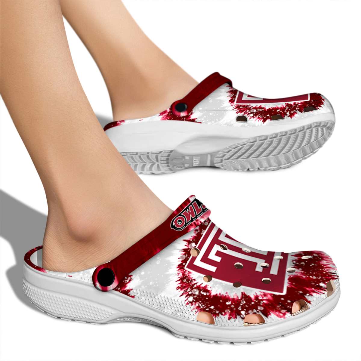 Merchidea Temple Owls NCAA Sport Crocs Crocband Clogs Shoes Comfortable For Men Women and Kids