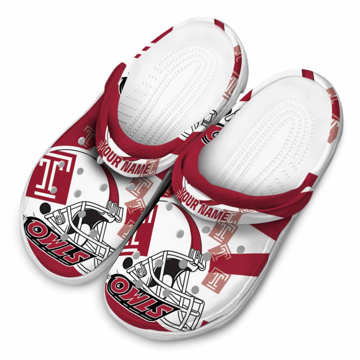Merchidea Temple Owls NCAA Sport Crocs Crocband Clogs Shoes Comfortable For Men Women and Kids