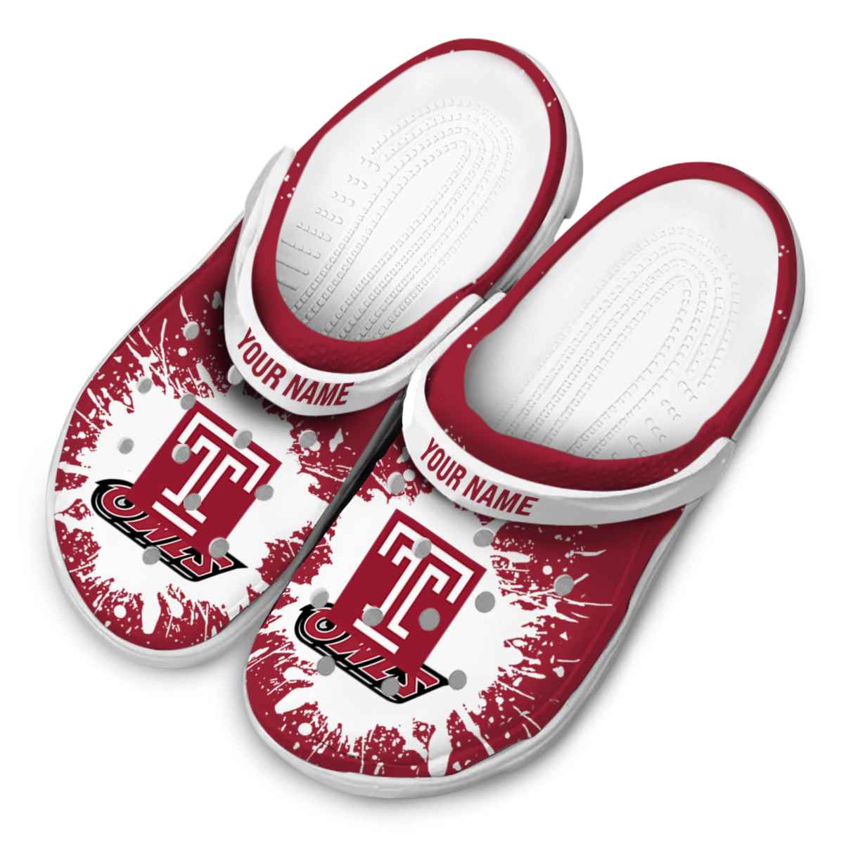 Merchidea Temple Owls NCAA Sport Crocs Crocband Clogs Shoes Comfortable For Men Women and Kids