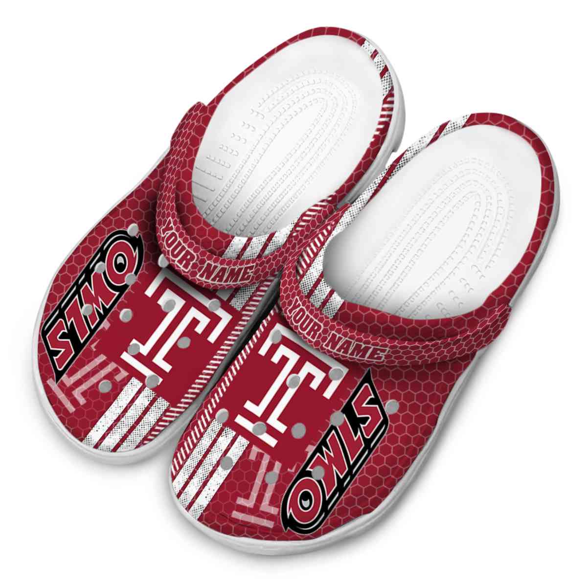 Merchidea Temple Owls NCAA Sport Crocs Crocband Clogs Shoes Comfortable For Men Women and Kids
