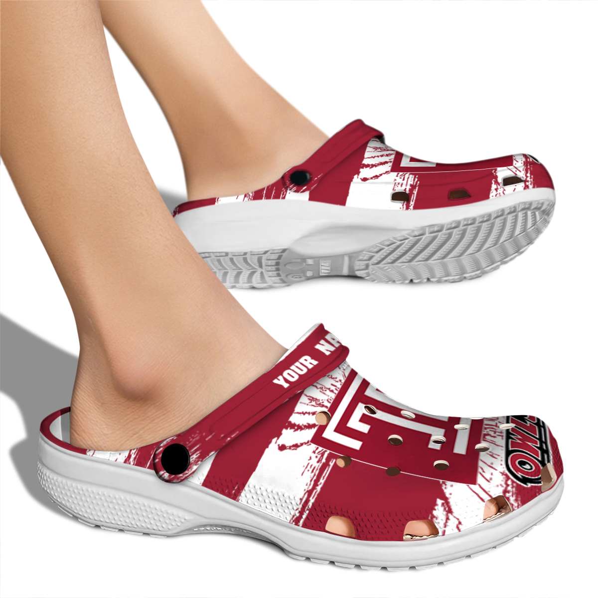 Merchidea Temple Owls NCAA Sport Crocs Crocband Clogs Shoes Comfortable For Men Women and Kids