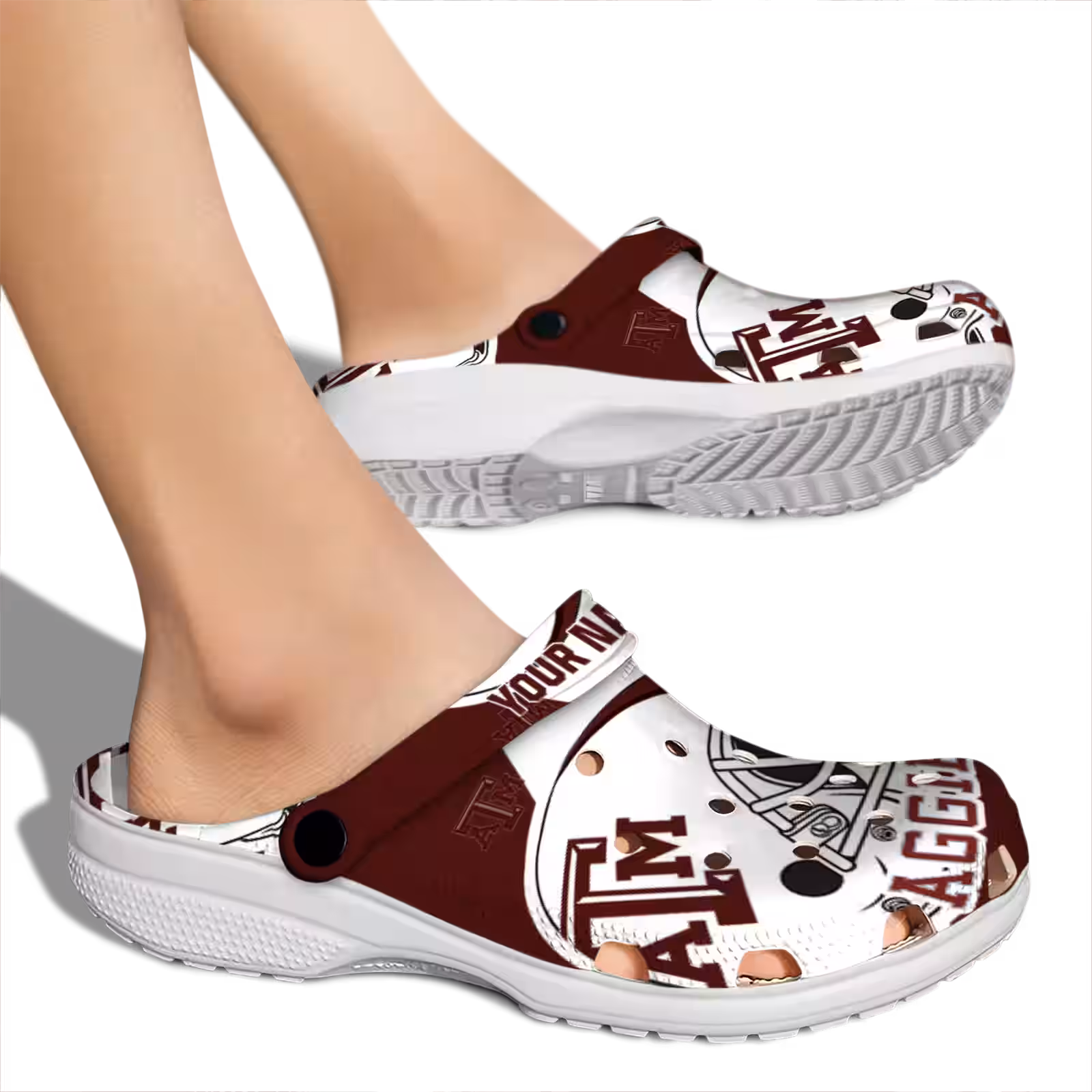 Merchidea Texas A&M Aggies NCAA Sport Crocs Crocband Clogs Shoes Comfortable For Men Women and Kids