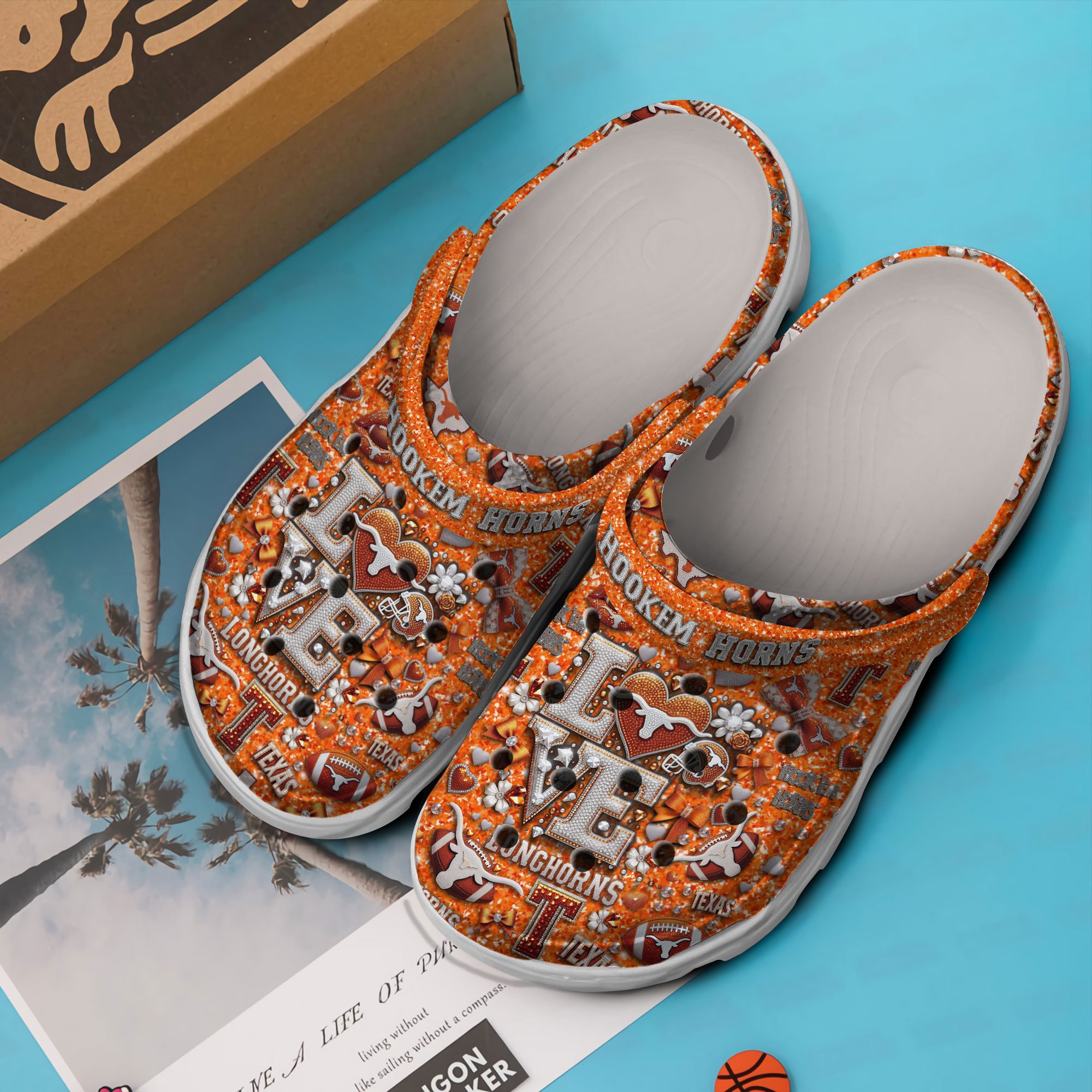 Merchidea Texas Longhorn NCAA Sport Crocs Crocband Clogs Shoes Comfortable For Men Women and Kids