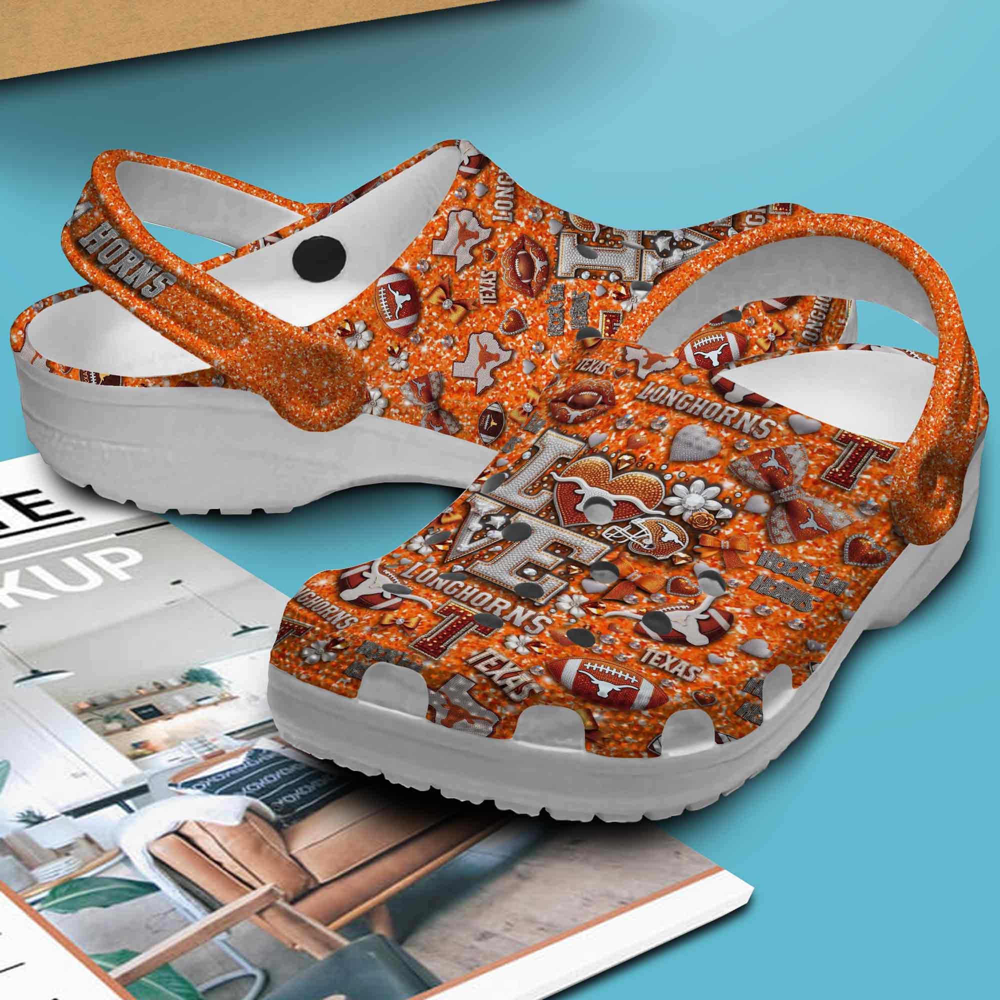 Merchidea Texas Longhorn NCAA Sport Crocs Crocband Clogs Shoes Comfortable For Men Women and Kids
