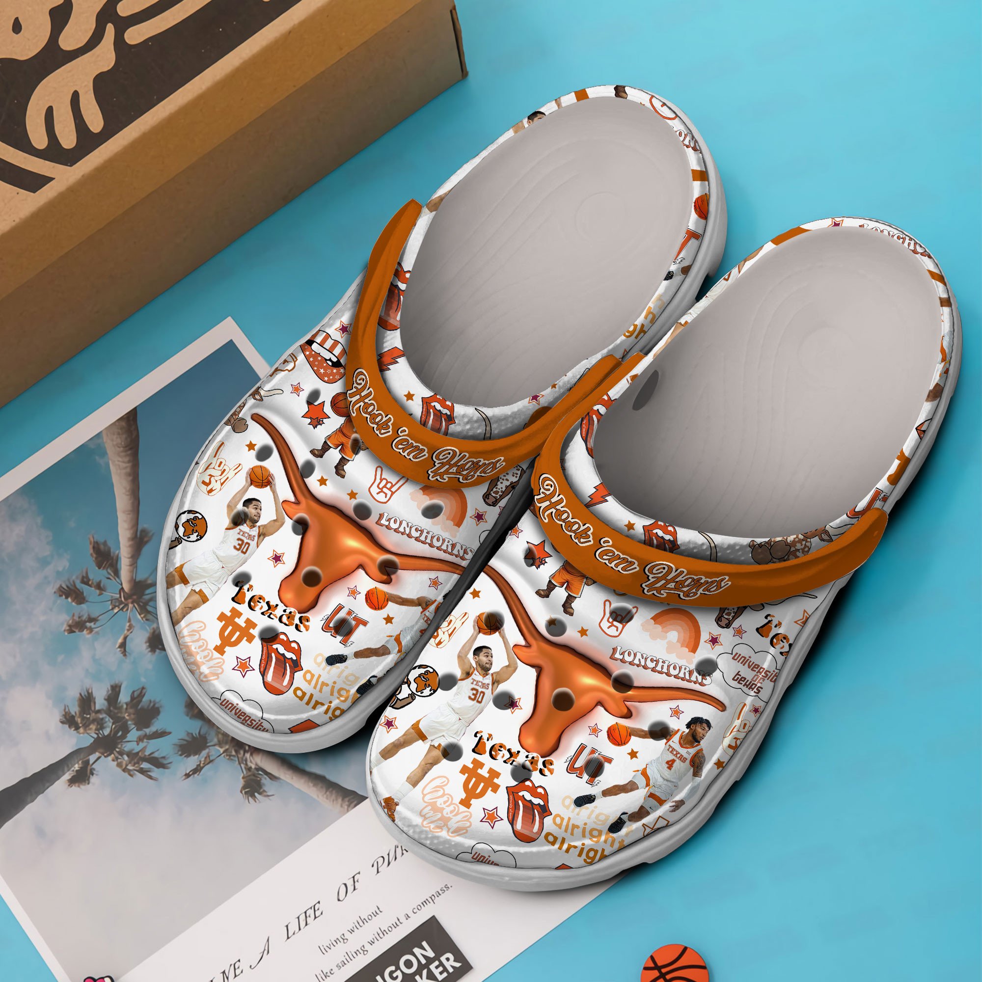 Merchidea Texas Longhorns NCAA Sport Crocs Crocband Clogs Shoes Comfortable For Men Women and Kids