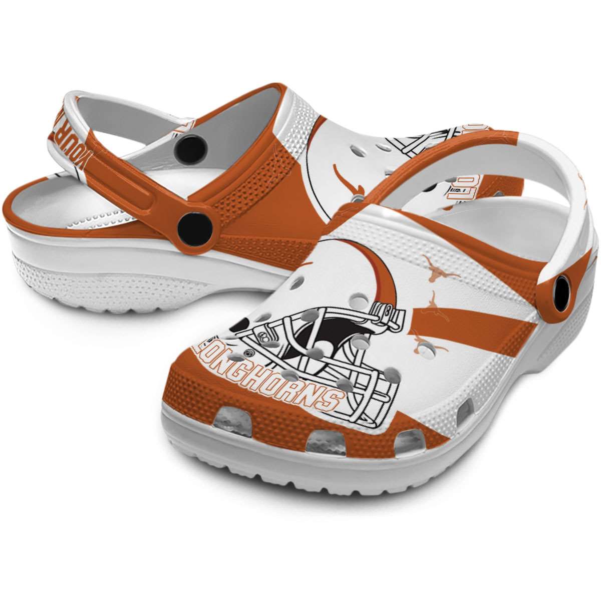 Merchidea Texas Longhorns NCAA Sport Crocs Crocband Clogs Shoes Comfortable For Men Women and Kids