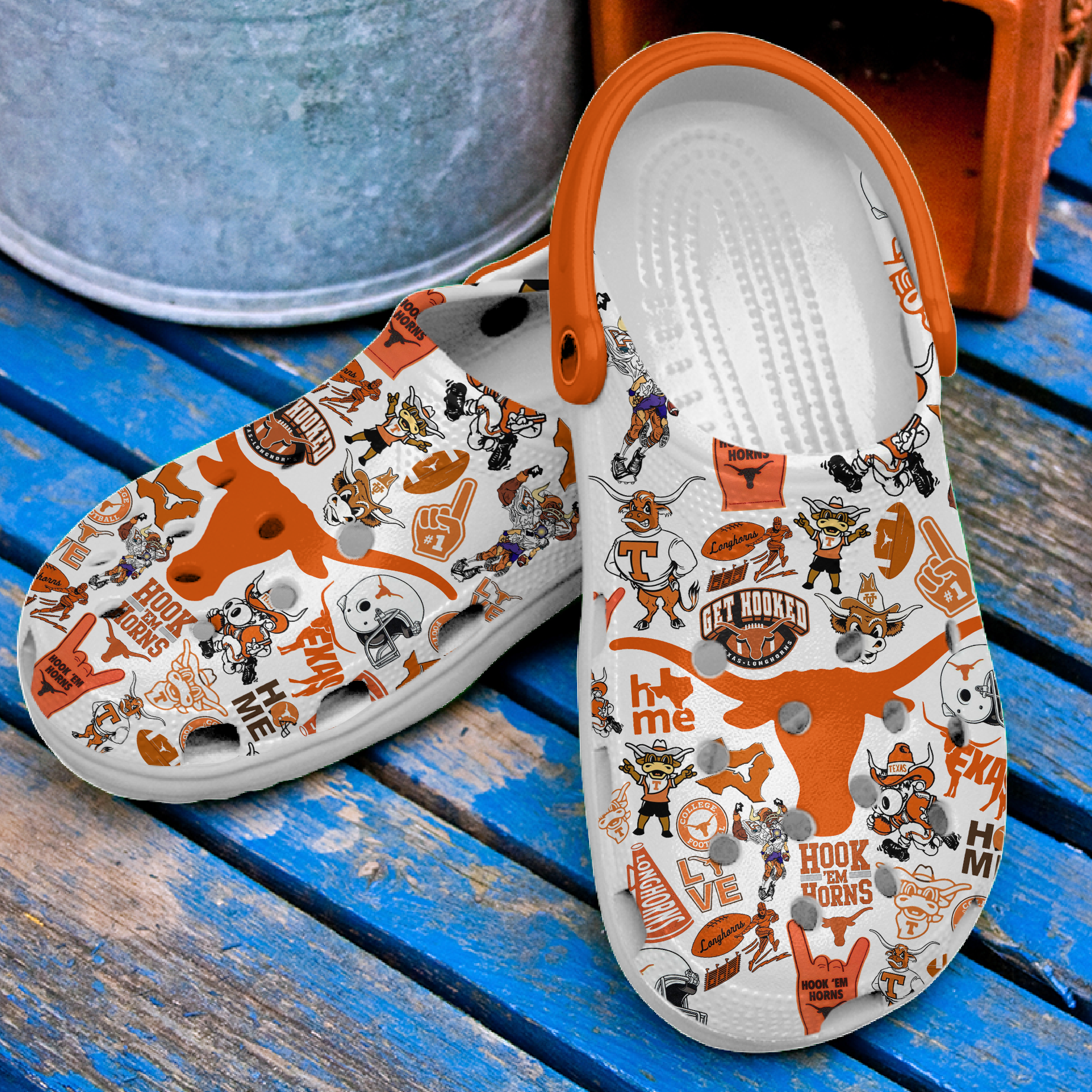 Merchidea Texas Longhorns NCAA Sport Crocs Crocband Clogs Shoes Comfortable For Men Women and Kids