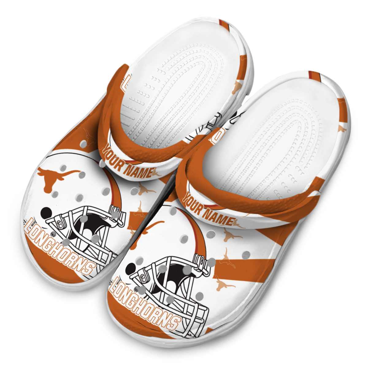 Merchidea Texas Longhorns NCAA Sport Crocs Crocband Clogs Shoes Comfortable For Men Women and Kids
