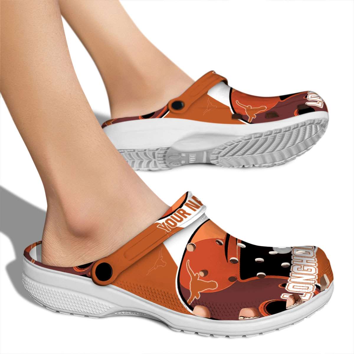 Merchidea Texas Longhorns NCAA Sport Crocs Crocband Clogs Shoes Comfortable For Men Women and Kids