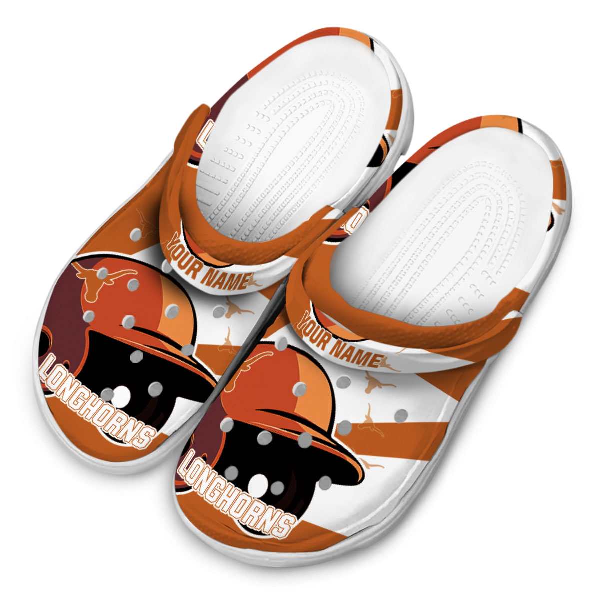 Merchidea Texas Longhorns NCAA Sport Crocs Crocband Clogs Shoes Comfortable For Men Women and Kids