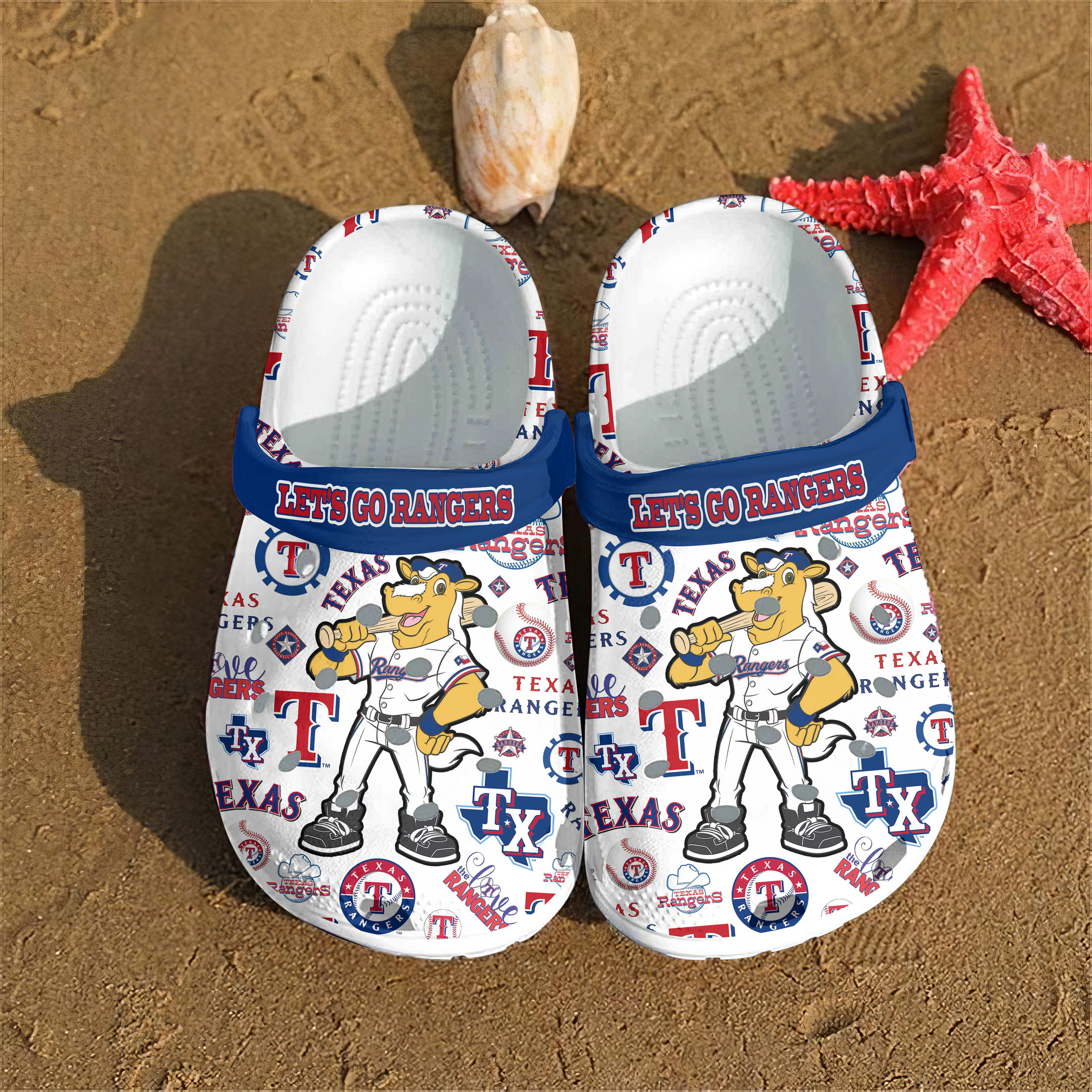 Merchidea Texas Rangers Baseball MLB Sport Crocs Crocband Clogs Shoes Comfortable For Men Women and Kids