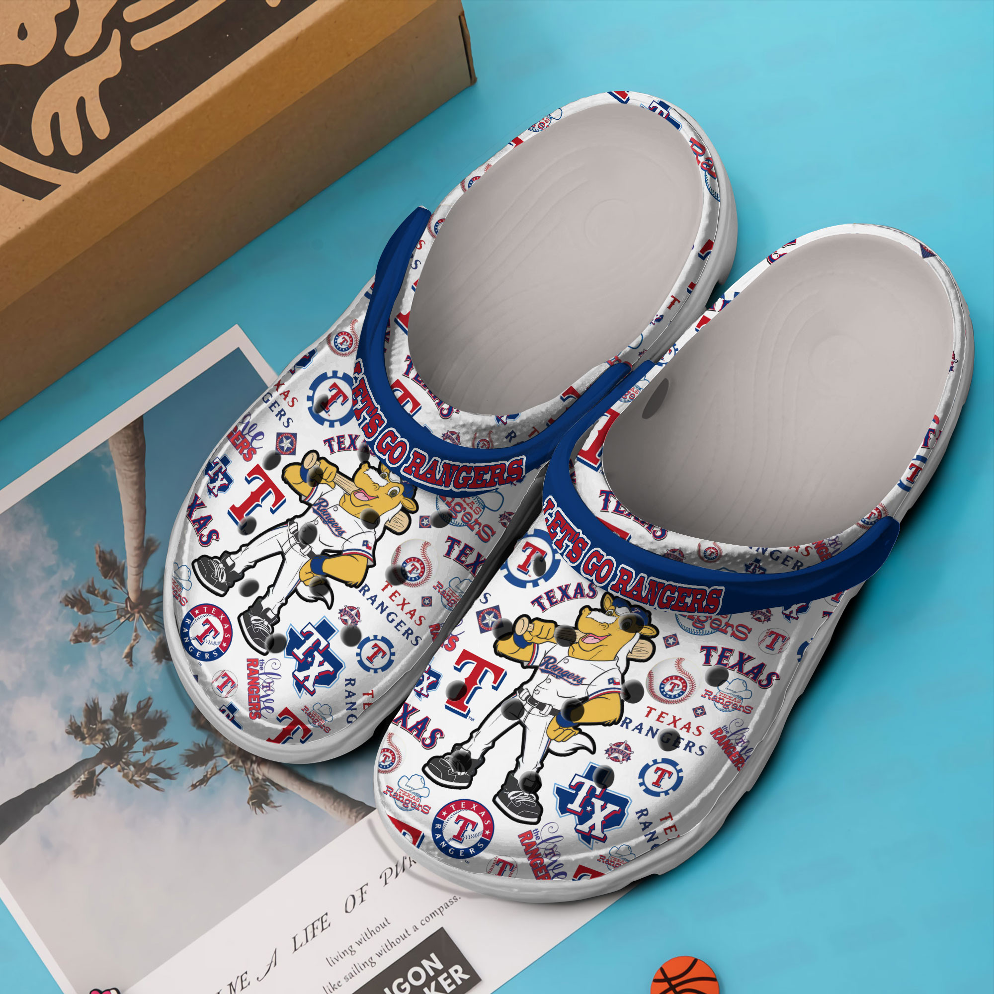 Merchidea Texas Rangers Baseball MLB Sport Crocs Crocband Clogs Shoes Comfortable For Men Women and Kids