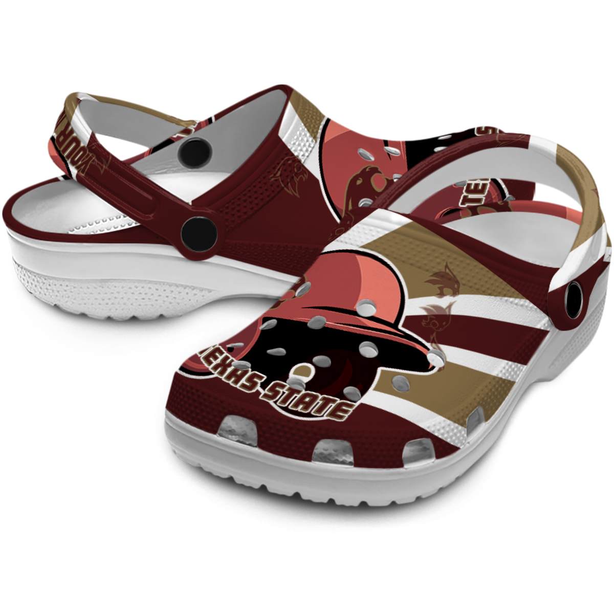Merchidea Texas State Bobcats NCAA Sport Crocs Crocband Clogs Shoes Comfortable For Men Women and Kids