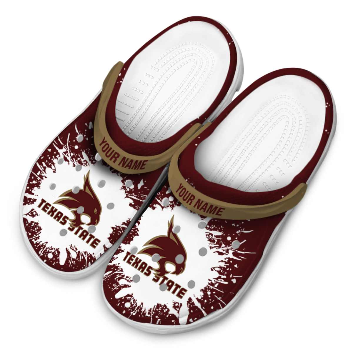 Merchidea Texas State Bobcats NCAA Sport Crocs Crocband Clogs Shoes Comfortable For Men Women and Kids