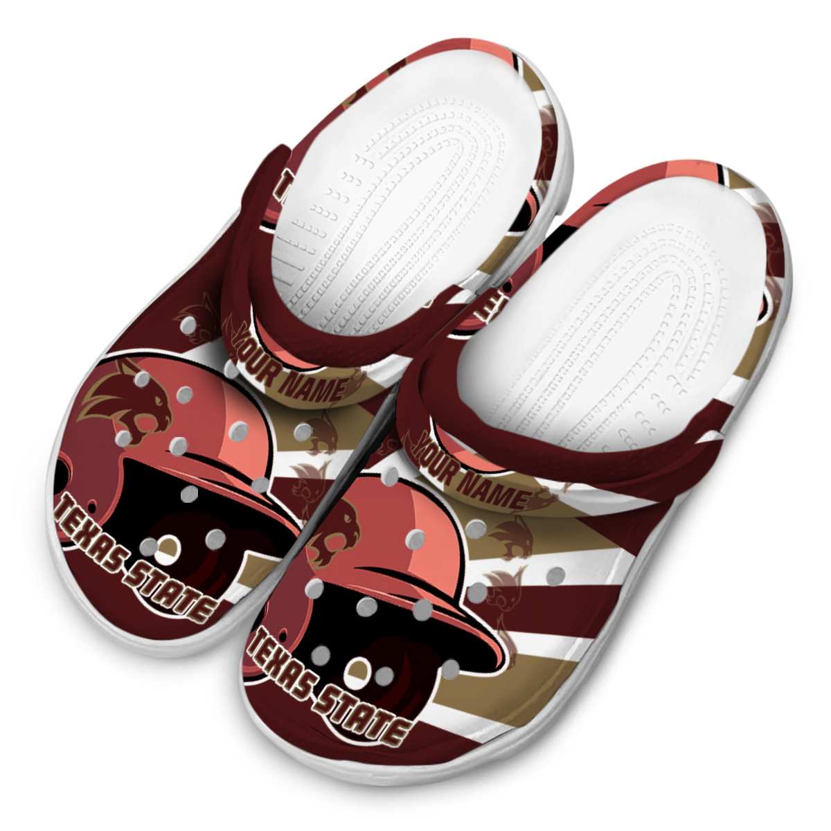 Merchidea Texas State Bobcats NCAA Sport Crocs Crocband Clogs Shoes Comfortable For Men Women and Kids