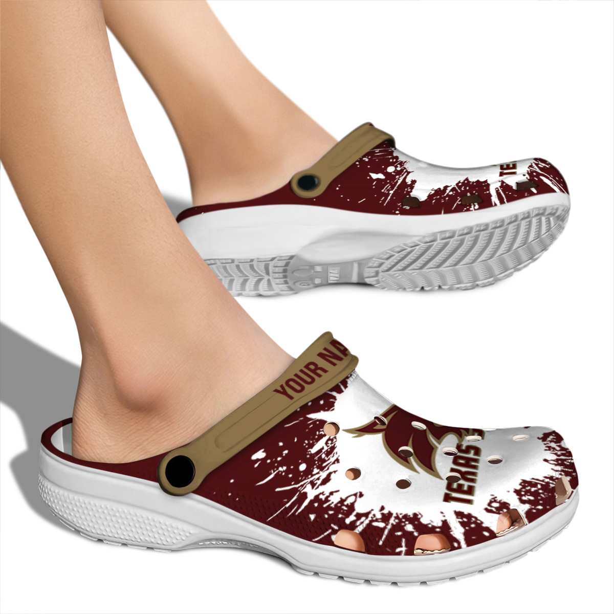 Merchidea Texas State Bobcats NCAA Sport Crocs Crocband Clogs Shoes Comfortable For Men Women and Kids