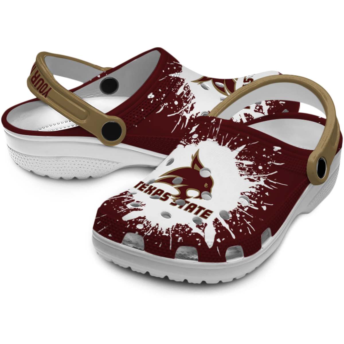 Merchidea Texas State Bobcats NCAA Sport Crocs Crocband Clogs Shoes Comfortable For Men Women and Kids