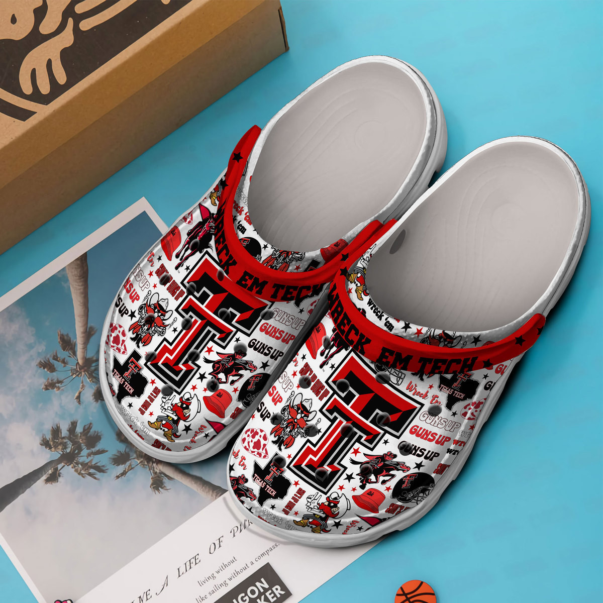 Merchidea Texas Tech Red Raiders NCAA Sport Crocs Crocband Clogs Shoes Comfortable For Men Women and Kids