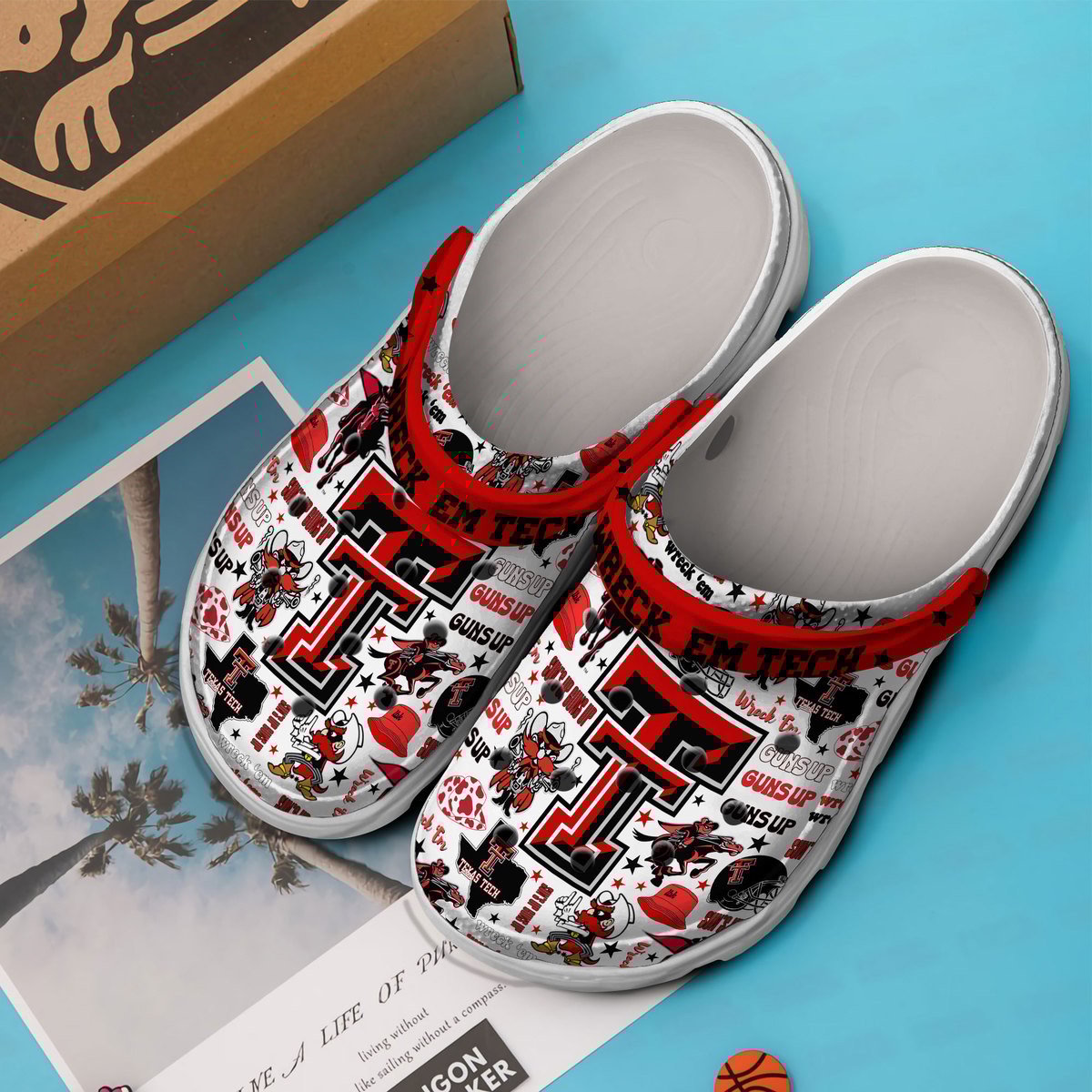 Merchidea Texas Tech Red Raiders NCAA Sport Crocs Crocband Clogs Shoes Comfortable For Men Women and Kids