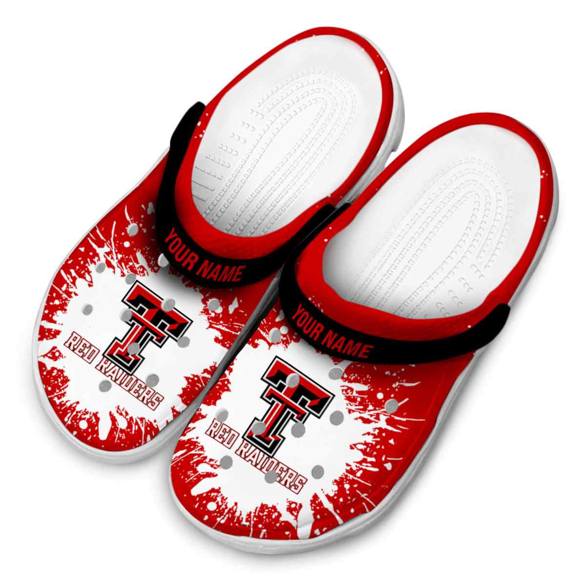 Merchidea Texas Tech Red Raiders NCAA Sport Crocs Crocband Clogs Shoes Comfortable For Men Women and Kids