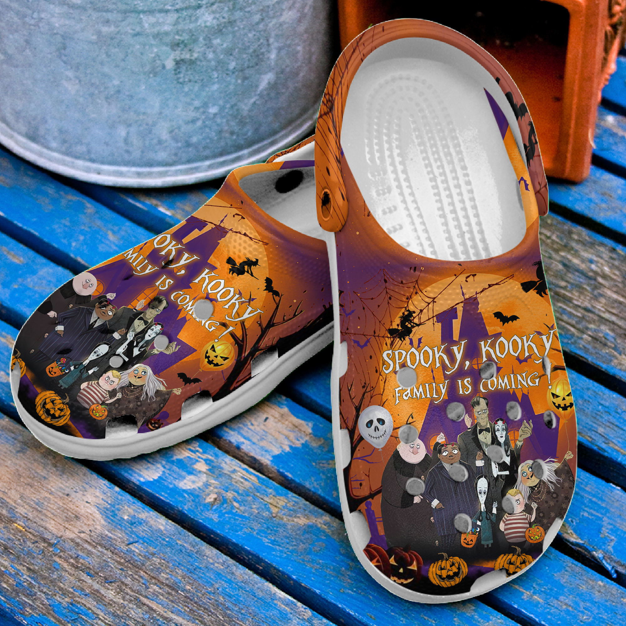 Merchidea The Addams Family Cartoon Crocs Crocband Clogs Shoes Comfortable For Men Women and Kids