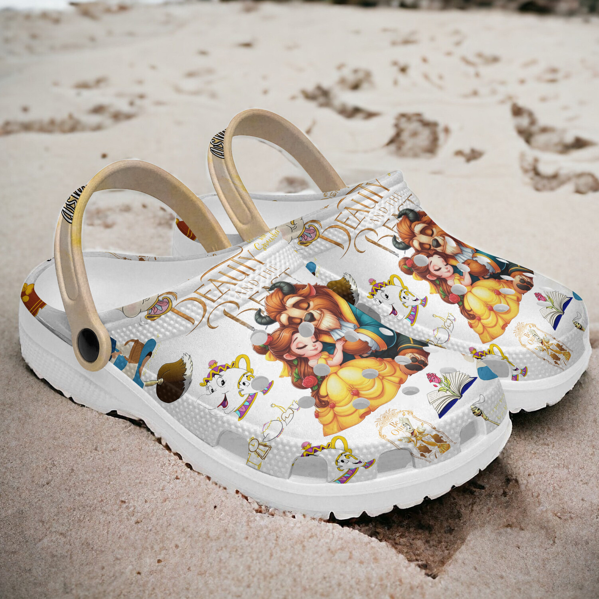 Merchidea The Beauty And The Beast Cartoon Movie Crocs Crocband Clogs Shoes Comfortable For Men Women and Kids