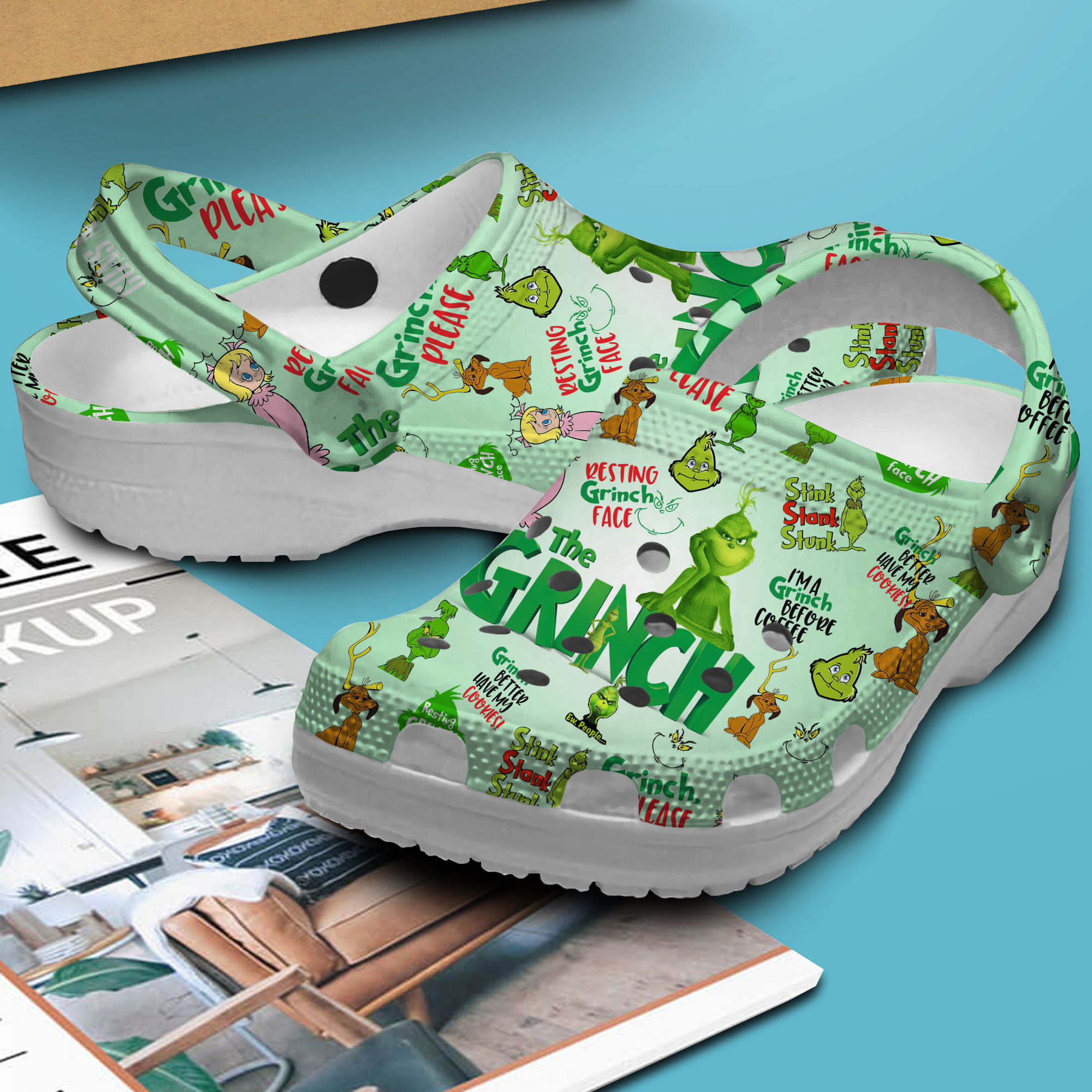 Merchidea The Grinch Cartoon Crocs Crocband Clogs Shoes Comfortable For Men Women and Kids