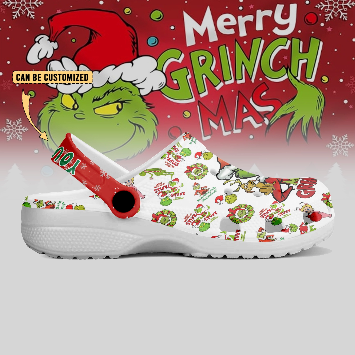 Merchidea The Grinch x Christmas Crocs Crocband Clogs Shoes Comfortable For Men Women and Kids