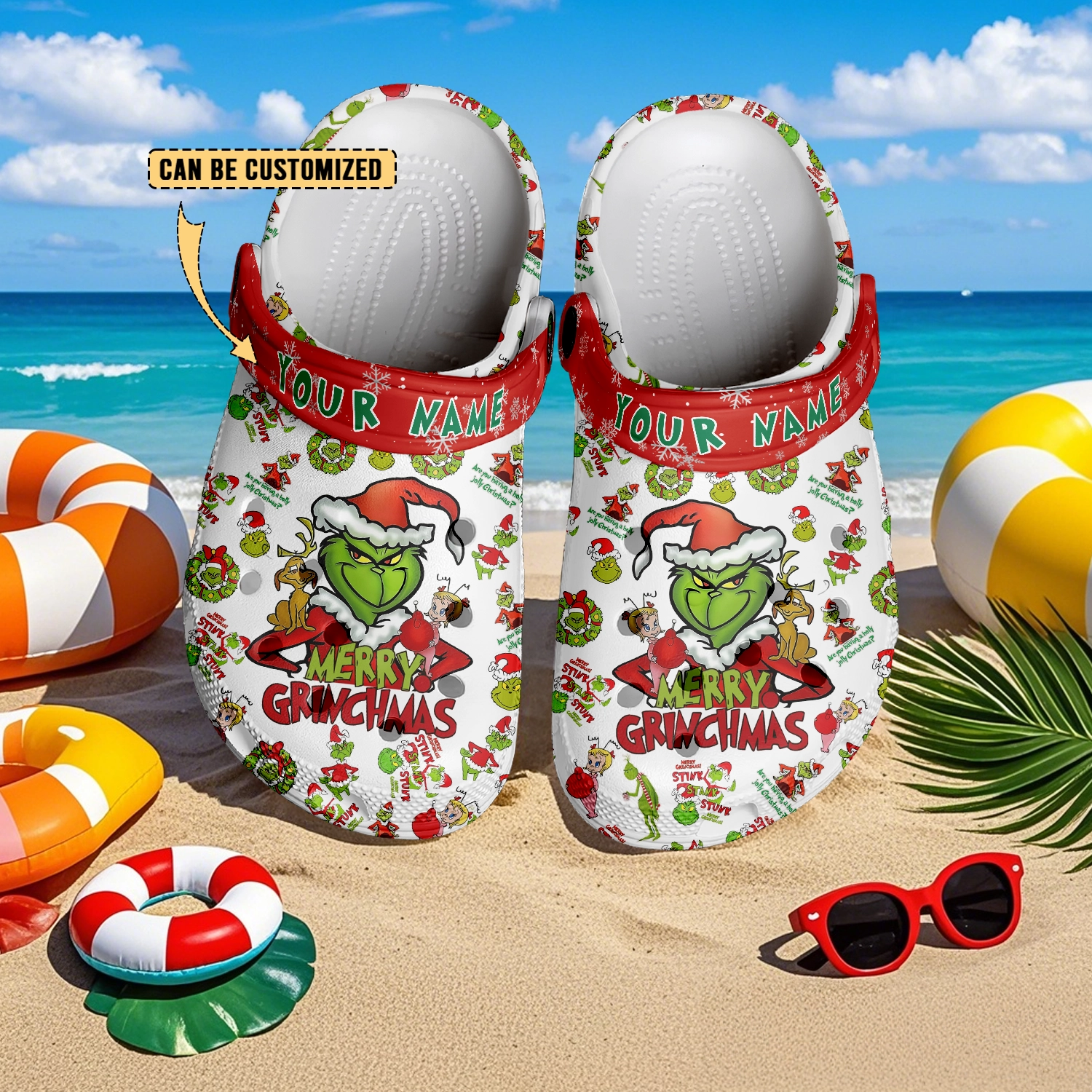 Merchidea The Grinch x Christmas Crocs Crocband Clogs Shoes Comfortable For Men Women and Kids