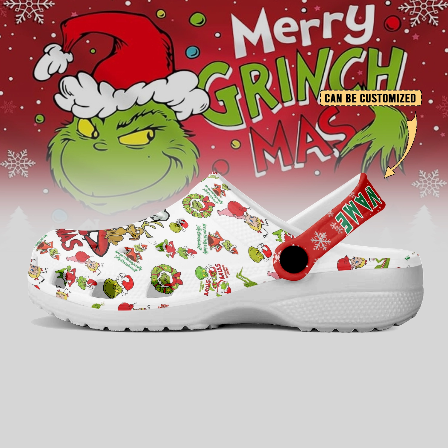 Merchidea The Grinch x Christmas Crocs Crocband Clogs Shoes Comfortable For Men Women and Kids