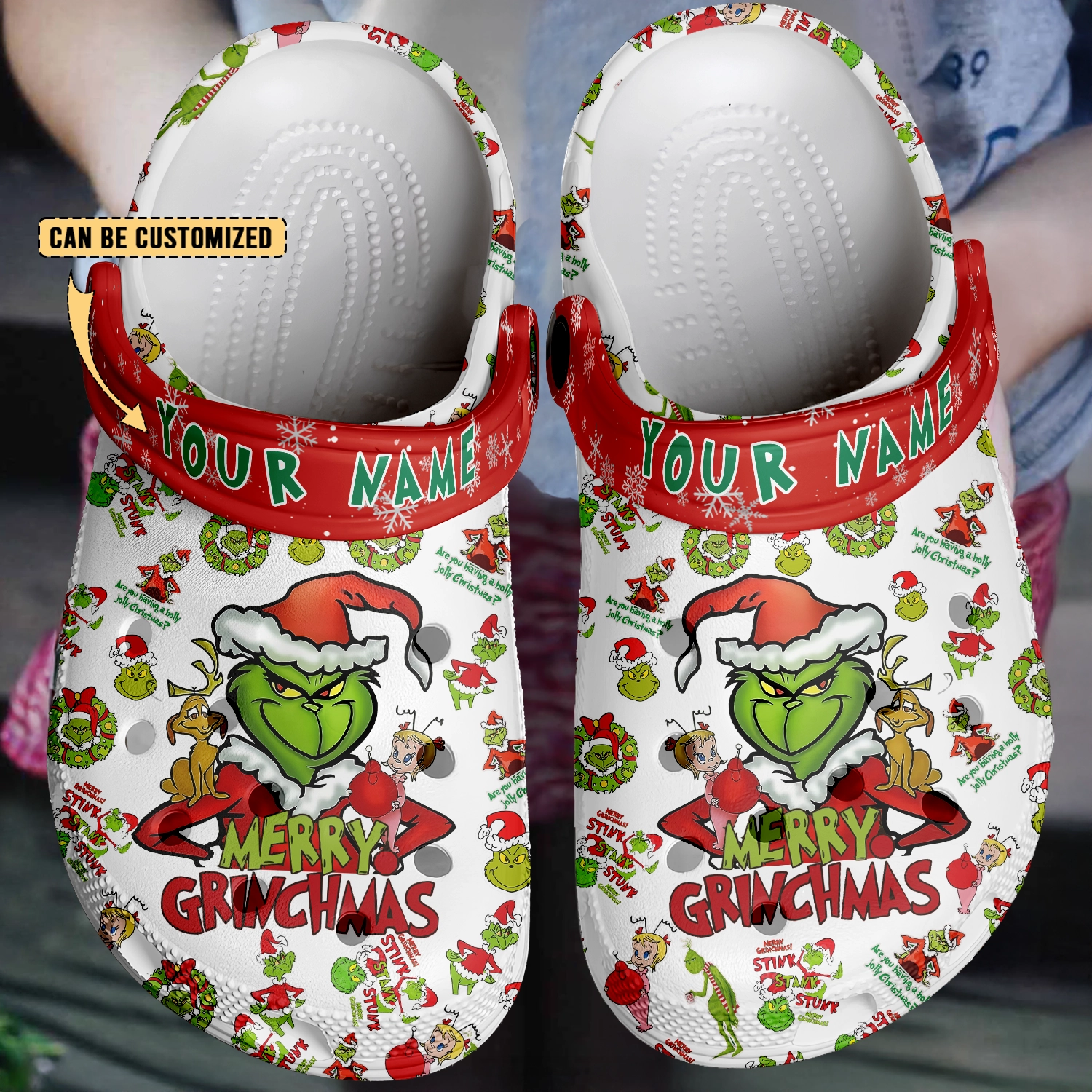Merchidea The Grinch x Christmas Crocs Crocband Clogs Shoes Comfortable For Men Women and Kids
