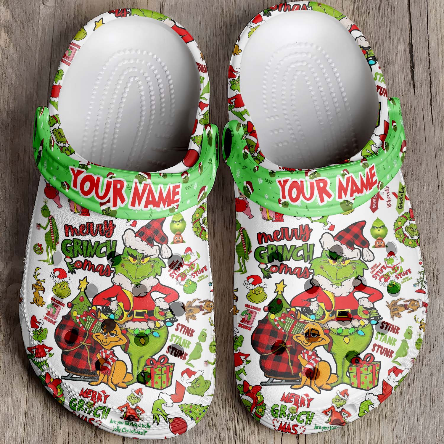 Merchidea The Grinch x Christmas Crocs Crocband Clogs Shoes Comfortable For Men Women and Kids