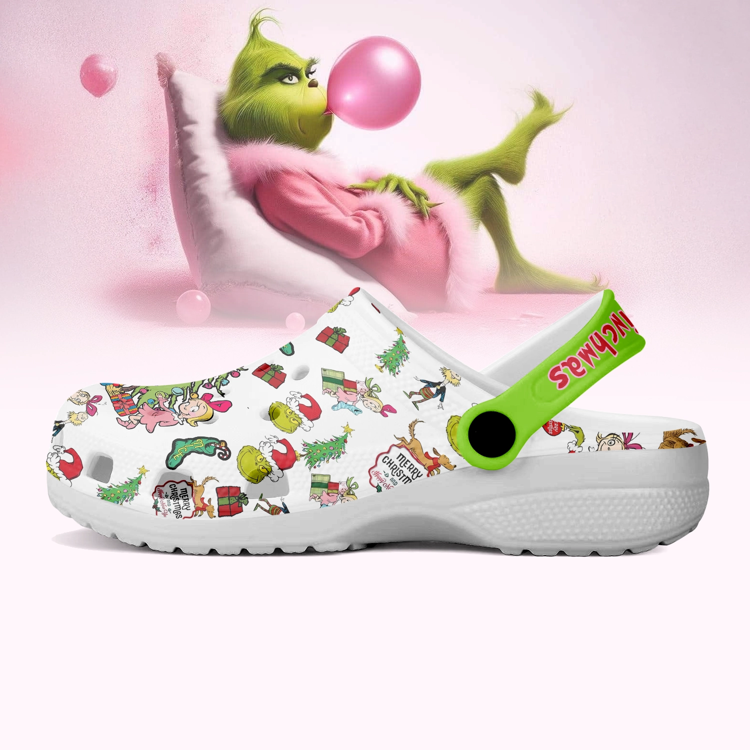 Merchidea The Grinch x Christmas Crocs Crocband Clogs Shoes Comfortable For Men Women and Kids