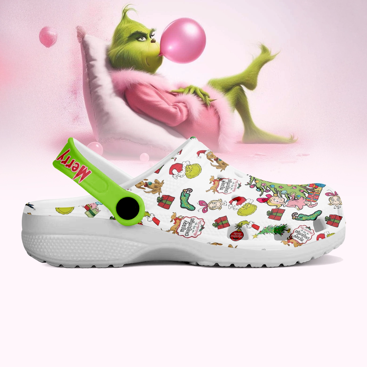 Merchidea The Grinch x Christmas Crocs Crocband Clogs Shoes Comfortable For Men Women and Kids